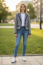Bergamo Studio Black And White Womens Blazer Pre Owned Size 6