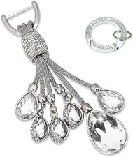 Fashion Rhinestone Crystal Car Keychain for Women, White Key Deco Color: White