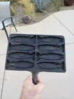 Rare Vintage Lodge Cast Iron  For Eddie Bauer Fish/ Salmon/ Trout Corn Stick Pan