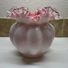 Fenton Vintage Pink Ruffle Melon Vase 6-inch