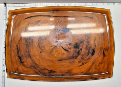 Rare Old  12'' x 20'' Marbled Bakelite Tray /Root Beer /Honey Amber /Swirled