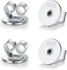 Sterling Silver Earring Backs for Studs Pierced Secure Flat Earrings Backs Repla