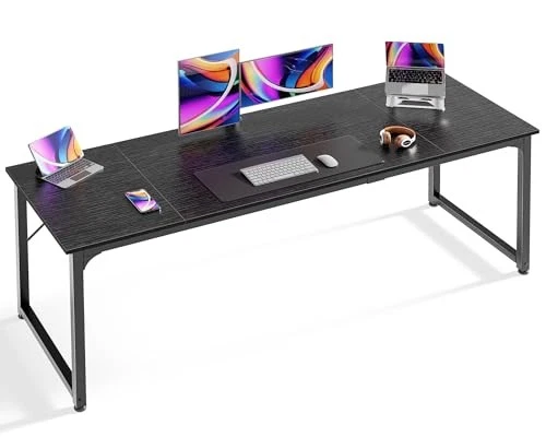  Computer Desk, 70 Inch Office Desk, Gaming Desk with Storage, 70inch Black