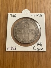 1746 Lima Halfcrown George II British Silver Coin (32353)