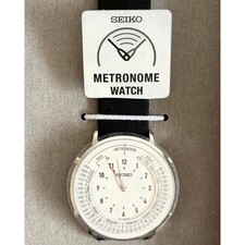 SEIKO Metronome Watch SMW006A Monotone White Black Analog Leather Band Japan