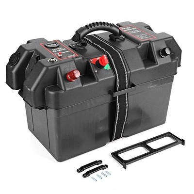 Batteriebox Batteriekasten Box Kiste für Boot Bootsmotor USB & 12V Ladeanschluss