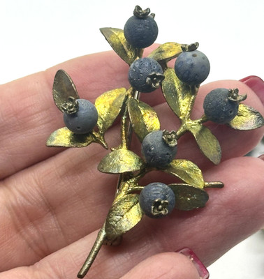 Michael Michaud Bronze Blueberries Cluster Pin Brooch