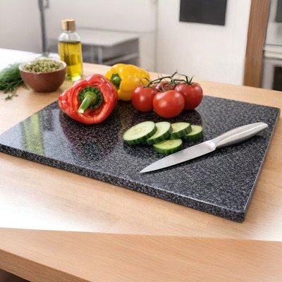 Großes rechteckiges Schneidebrett aus schwarzem Granit 40 x 30 cm Stein Schneidebrett
