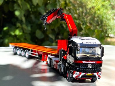 Mercedes Arocs Palfinger crane+jib flatbed trailer 