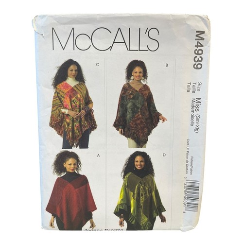 McCALL'S M4939 Misses Poncho Sewing Pattern Size S-XL 2005 - Picture 1 of 2