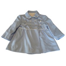 Vintage Tailored by Cute Togs Blue Embroidered Double Breasted Dress Coat Size 3