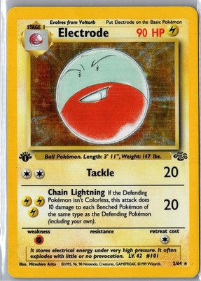 Electrode 2/64 Holo Rare Jungle Pokemon 1st Edition Holo Damaged