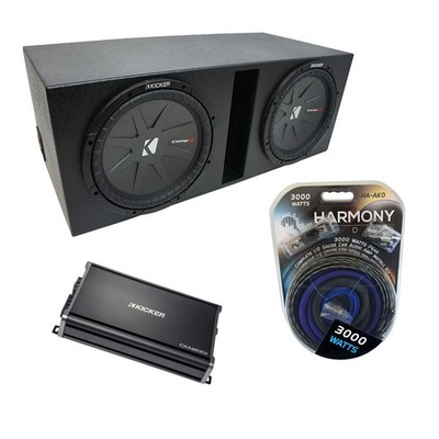 Universal Car Audio Rhino Ported Dual 10 Kicker CompR CWR10 Sub Box CX1200.1