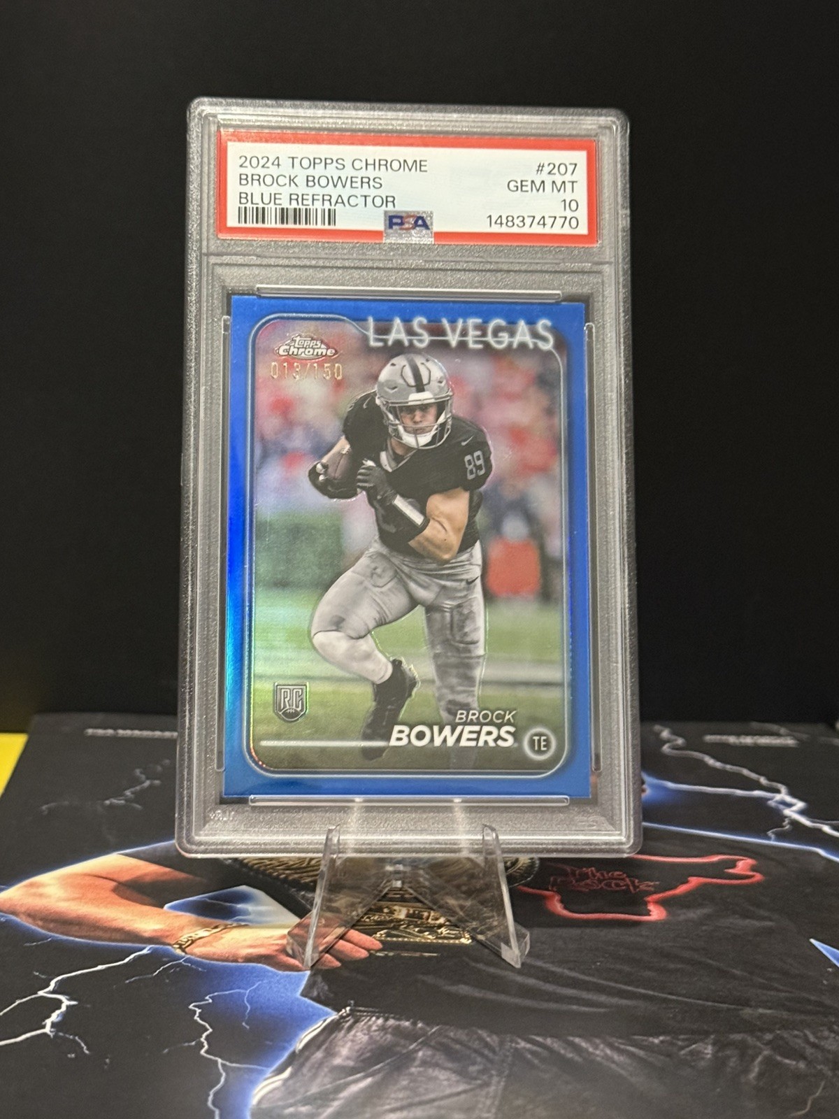 Brock Bowers Topps Chrome #207 Blue Refractor