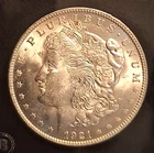 1921 (P) Morgan Silver Dollar, BU, 0.9 Silver, Bradford Exchange Holder, Luster!