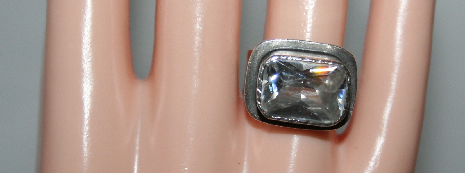 Silpada Sterling Silver Oxidized Matte Rectangle Cubic Zirconia Ring R1860 SZ 6