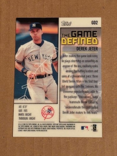 2000 Topps HD The Game Defined #GD2 Derek Jeter New York Yankees - Imagen 2 de 2