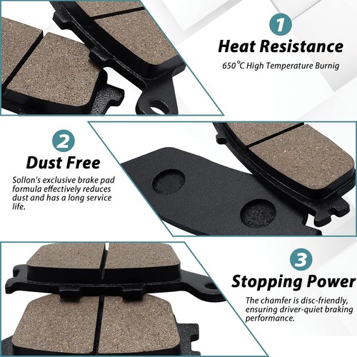 Front and Rear Brake Pads for Kawasaki 650 Z650 ER 650 2017-2020 Z750 ZR 750 - Picture 7 of 9