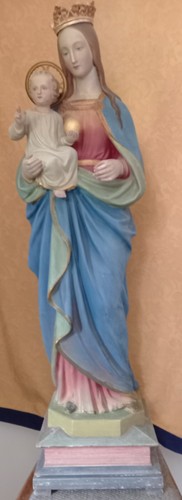 Madonna Mayersche Kunstanstalt um 1870 122 cm originale Fassung Kirchenfigur - Bild 3 von 19