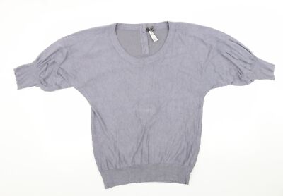 NEXT Damenpullover grau Rundhalsausschnitt Viskosemischung Größe 8 Knöpfe