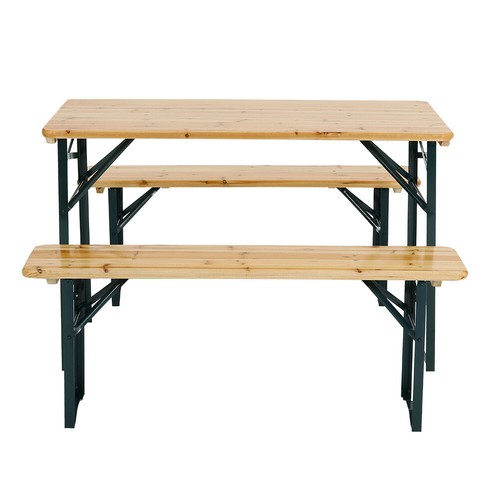 4FT 3pcs/Set Wooden Table and Bench Set For Kitchen Breakfast Outdoor Furniture - Picture 5 of 13