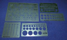 Berol RapiDesign Templates Vintage Lot of Five Pieces - R32 R35 R40 R82 NO.58