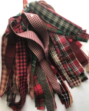 50 MULTI CHRISTMAS Plaid Stripe Solid Homespun Strips 1/2" x 18" or 1" x 18"