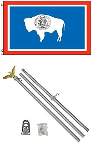 2x3 2'x3' State of Wyoming Pole Set 【新品、本物、当店在庫だから安心】 Kit Flag 2022公式店舗 Aluminum