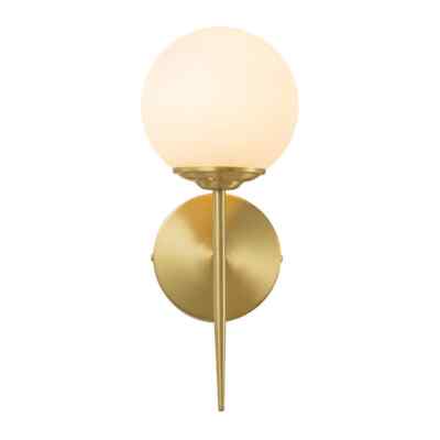Unbranded 5.4 in. 1-Light Brass Armed Sconce Wall Sconce with White Glass Shade