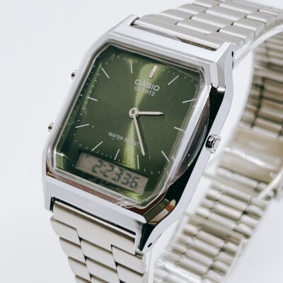 Casio Classic AQ-230A-3AMQY Ana-Digi Quartz Men's Watch Green Dial