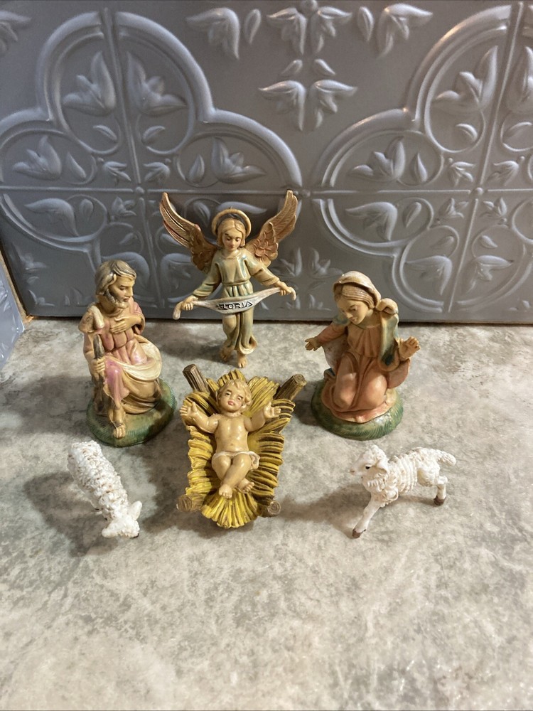 Vintage Italian Nativity Christmas Manger Scene Figures Made In Italy Set of 6