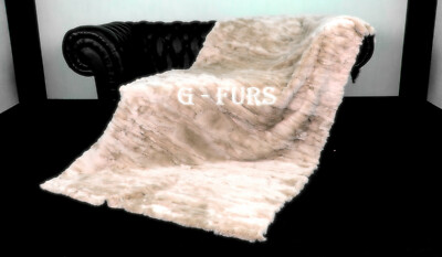 Luxury Real  Haze Coral Rex Rabbit Fur Throw Blanket