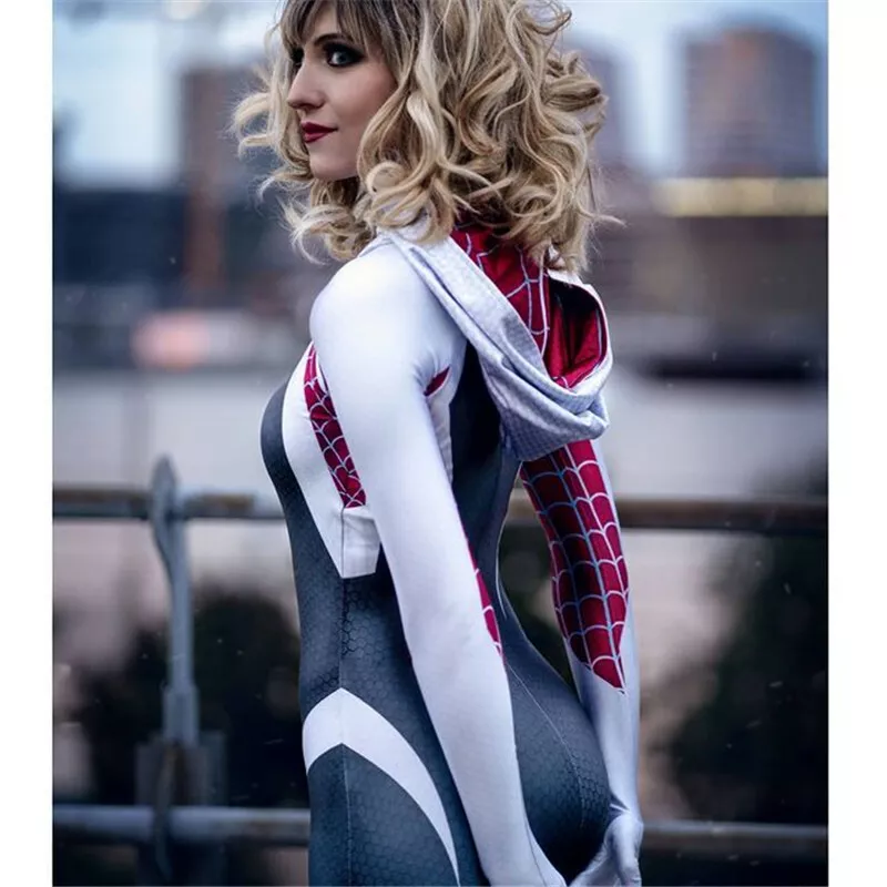 Women Spider Gwen Stacy Costume Spider-Gwen Cosplay Jumpsuit