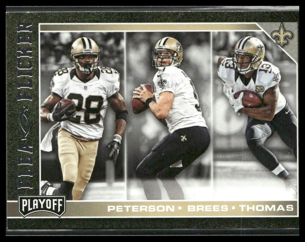 Peterson / Brees / Thomas #6 2017 Panini Playoff Flea Flicker New Orleans Saints