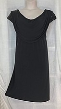 Connected Elegant Dramatic All Black Cowl Neckline Little Black Dress $59 20W NW