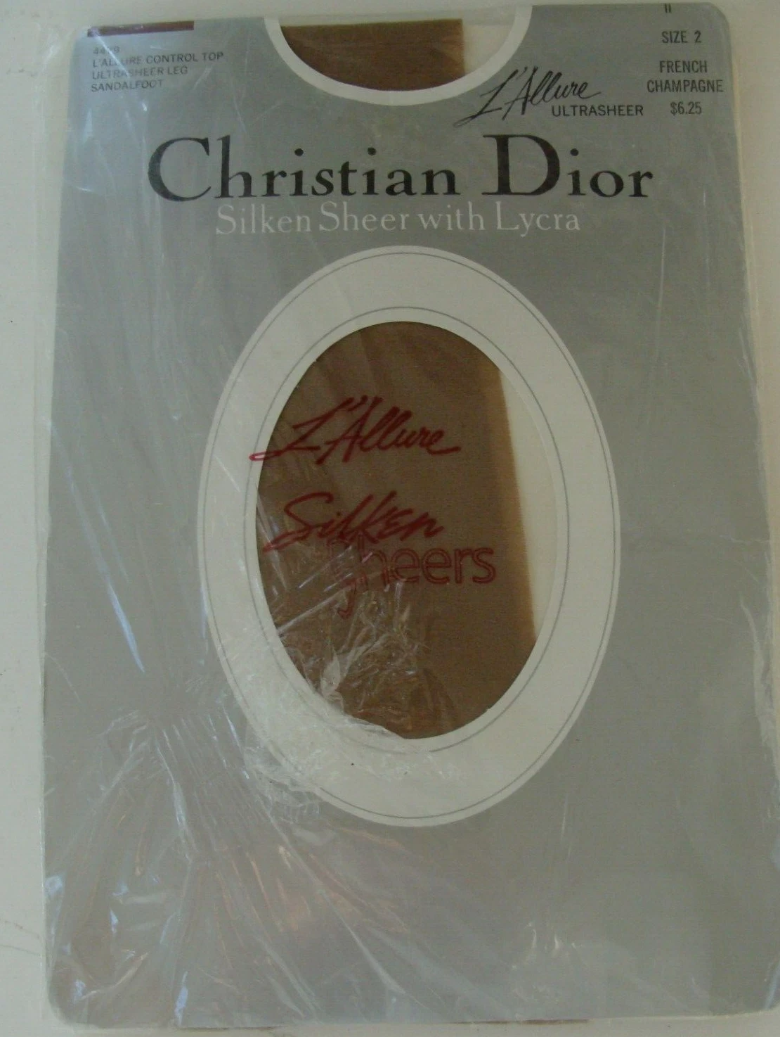 Pantalon de contrôle champagne français vintage Christian Dior L'Allure Ultrasheer taille 2