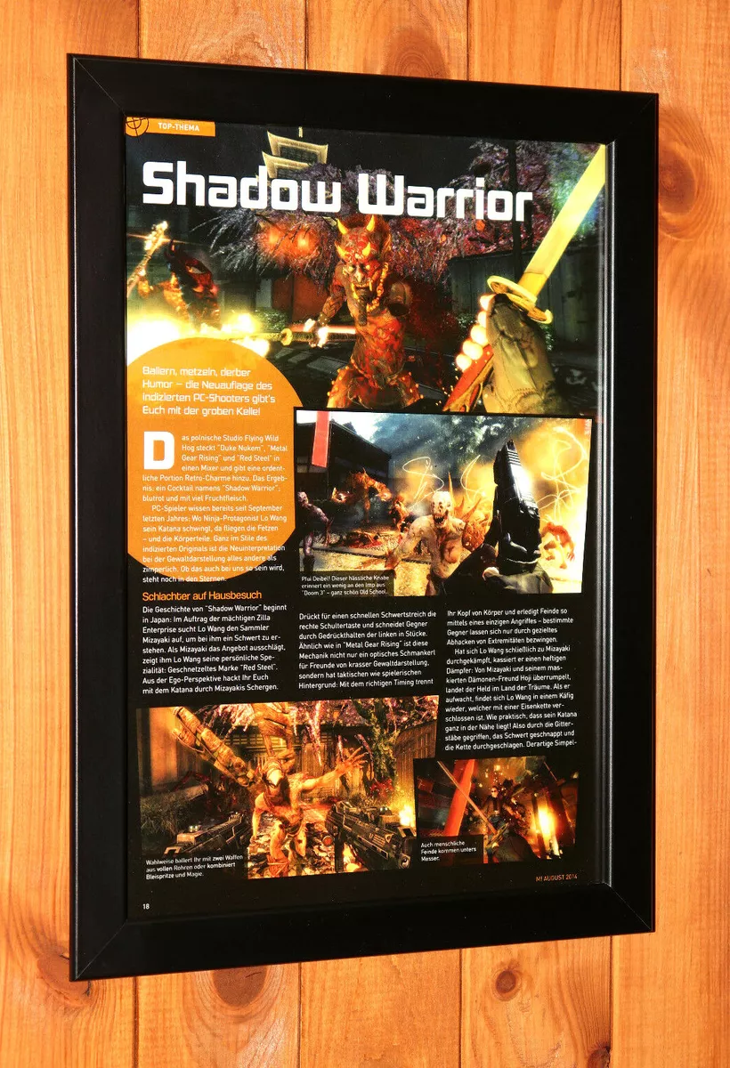 Shadow Warrior PS4 Xbox one Rare Small Promo Poster / Ad Page Framed