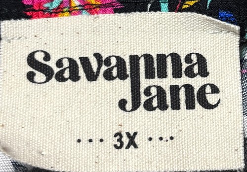 Savanna Jane Top Size 3X Black Abstract Embroidered Floral Boho Artsy Cottage - Picture 7 of 9