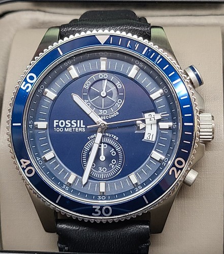 Fossil CH2945 Blue Dial Black Genuine 