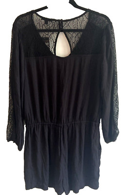 NWT ELLA MOSS ROMPER SIZE LARGE BLACK FLORAL LACE $228.00 MSRP