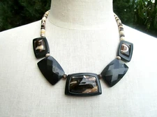 Jay King Reversible Peanut Wood Necklace 18 Inch Black Amphibole NWT
