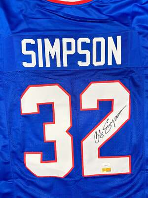 O.J. Simpson Signed Buffalo Blue Custom Football Jersey (PIA/JSA