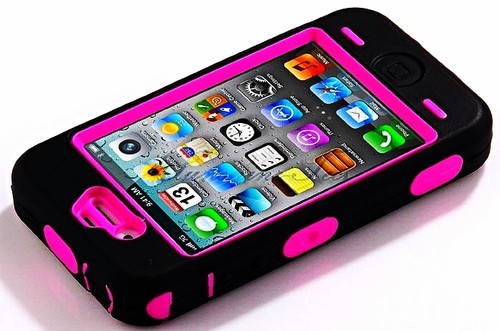 Hot Pink Hybrid Impact Case Hülle mit Schwarz Weiß Zebra für Apple iPhone 4 - Bild 2 von 5