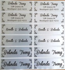 56 Light Silver Personalised Name Labels - Large 46 15mm 