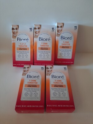 Biore 15 T-ZONE DEEP CLEANSING PORE STRIPS NOSE FACE CHIN Instantly 10 Boxes
