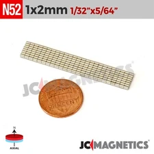 1mm x 2mm N52 Strong Rare Earth Neodymium Small Magnet Cylinder 1x2mm