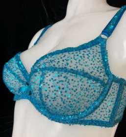 Agent Provocateur Soiree 34C 36B bra suspender belt briefs Czarina aqua sparkle