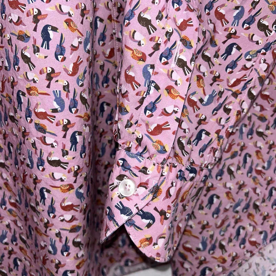 Xacus Button Up Bird Print Shirt Evolution Fit Long Sleeve Men’s 15-3/4/40 - Image 3 of 4