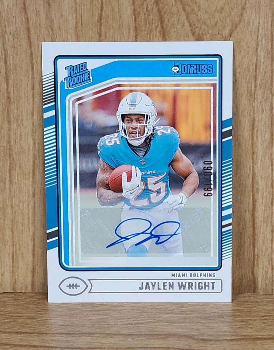 2024 Panini Donruss Jaylen Wright Rated Rookie Autograph # /199 Miami Dolphins