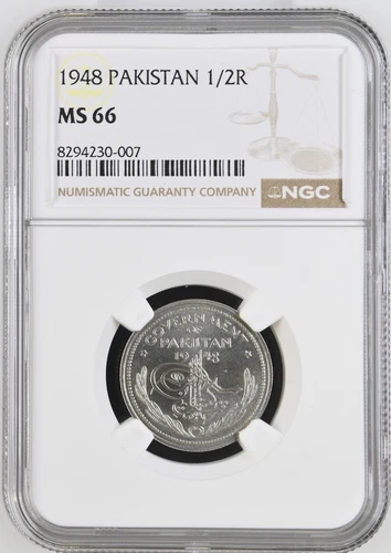 1948 Pakistan 1/2 Half Rupee - NGC MS 66